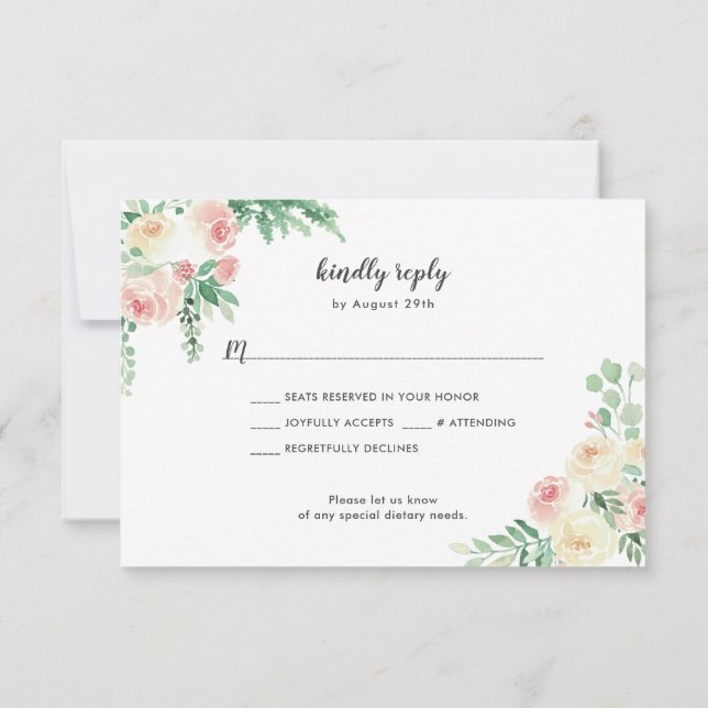 Rustic Floral String Lights buffet wedding RSVP Invitation (Back)