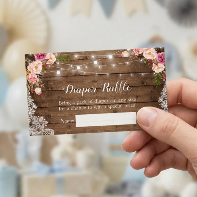 Rustic Floral String Lights Lace Diaper Raffle (Creator Uploaded)