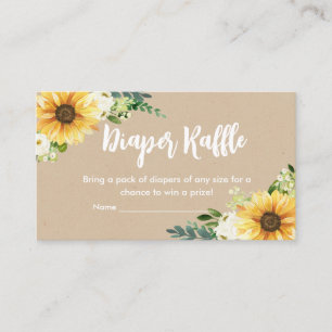 Rustic Floral Sunflower Baby Shower Diaper Raffle Enclosure Card