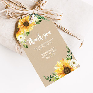 Rustic Floral Sunflower Baby Shower Favor Tags