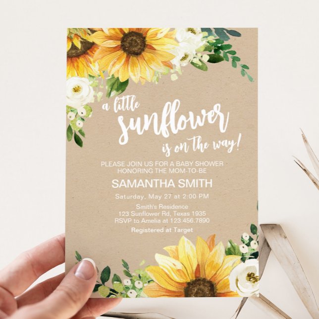 Rustic Floral Sunflower Baby Shower Invitation (Rustic Sunflower Baby Shower Invitation)