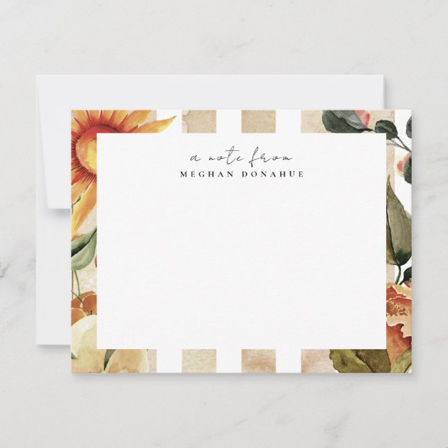 Rustic Floral Sunflower Personalised Stationery Card (Front)