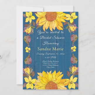 Rustic Floral Sunflower Wedding Bridal Shower Invitation