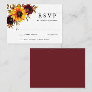 Rustic Floral Sunflower Wedding Mini RSVP Card