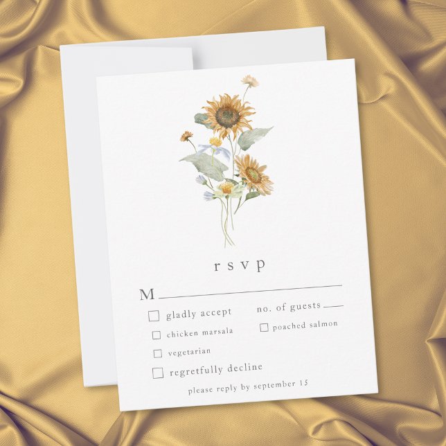 Rustic Floral Sunflower Wildflower Wedding RSVP Card (Rustic Floral Sunflower Wildflower Wedding RSVP Card)