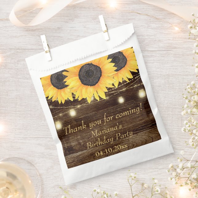 Rustic Floral Sunflowers Birthday Party Favour Bags (Clipped)