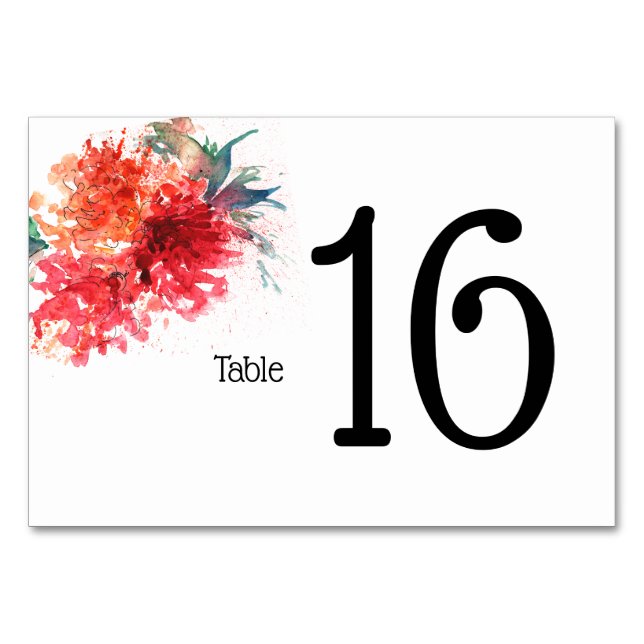 Rustic Floral Table Numbers - Elegant Wedding Card (Front)