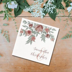 Rustic Floral Terracotta & Foliage Wedding Napkin
