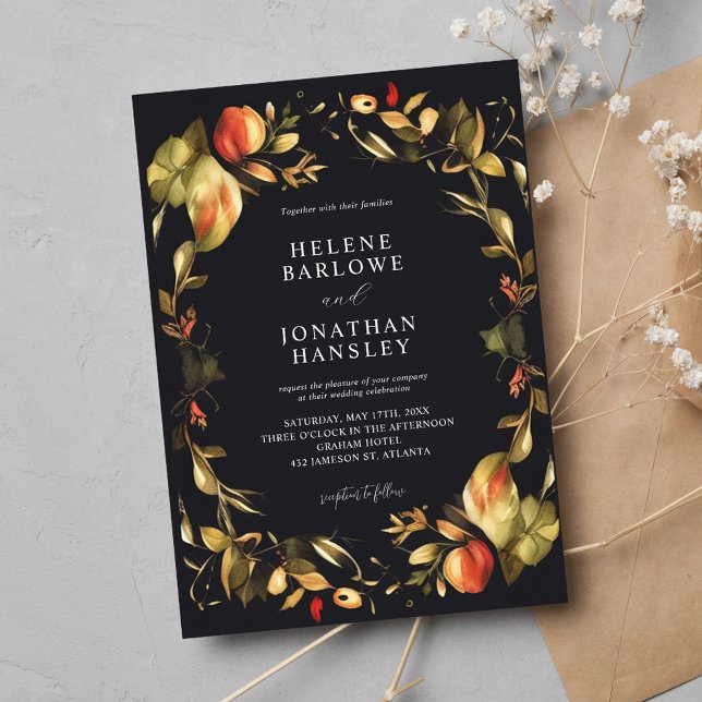 Rustic Floral Terracotta Rust Moody Fall Wedding Invitation (Rustic Floral Terracotta Rust Moody Fall Wedding Invitation)