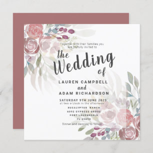 Rustic Floral Terracotta Wedding Invitation
