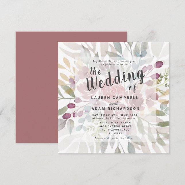 Rustic Floral Terracotta Wedding Invitation (Front/Back)
