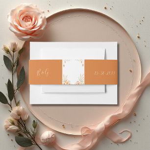 Rustic Floral terracotta Wedding Invitation Belly Band