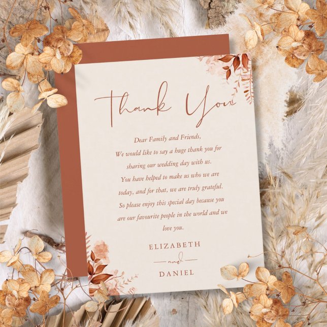Rustic Floral Thank You Wedding Place Card (Rustic Floral Thank You Wedding Place Card)