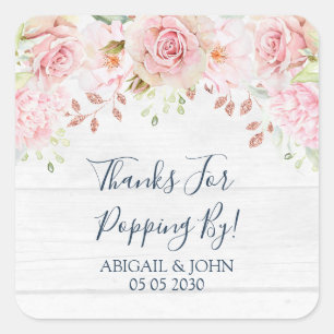 Rustic Floral Thanks for Popping By Wedding Tag