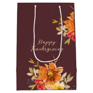 Rustic Floral Thanksgiving Medium Gift Bag