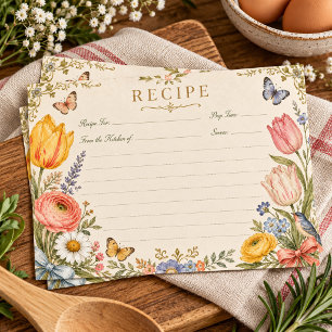 Rustic Floral Vintage Recipe Card
