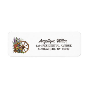 Rustic Floral Wagon Wheel Return Address