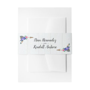 Rustic Floral Watercolor Boho Wedding Invitation Belly Band