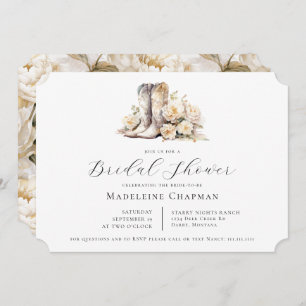 Rustic Floral Watercolor Boots Bridal Shower Invitation