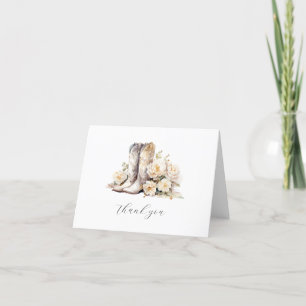 Rustic Floral Watercolor Boots Bridal Shower Thank You Card