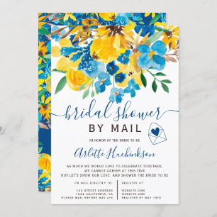 Rustic floral watercolor bridal shower by mail invitation