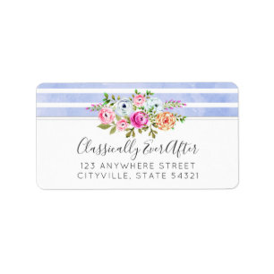 Rustic Floral Watercolor Modern Stripe Shabby Chic Label