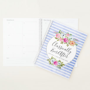 Rustic Floral Watercolor Modern Stripe Shabby Chic Planner
