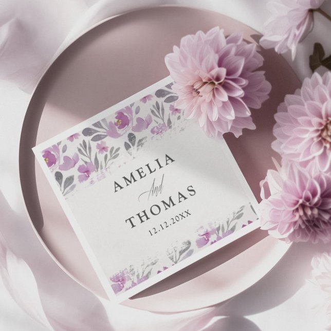 Rustic Floral Watercolor Pattern Wedding Napkin (Creator Uploaded)