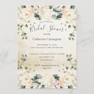 Rustic  Floral Watercolor Vintage Bridal Shower  Invitation