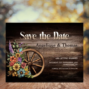 Rustic Floral Wedding Announcement Postcard