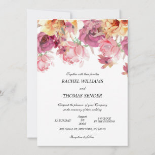 Rustic Floral Wedding Autumn Watercolor Invitatio Invitation