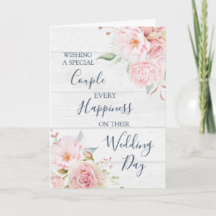 Rustic Floral Wedding Day Congratulations Card