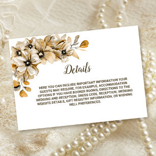 Rustic Floral Wedding Details Enclosure Card