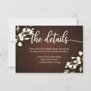 Rustic Floral Wedding Details Enclosure Cards