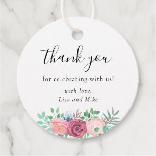 Rustic Floral Wedding Favour Thank You Round Favour Tags