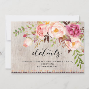 Rustic Floral Wedding Information/Double-Sided Invitation