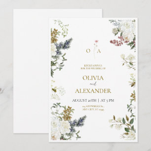 Rustic Floral Wedding Invitation