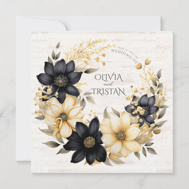 Rustic Floral Wedding Invitation (Front)