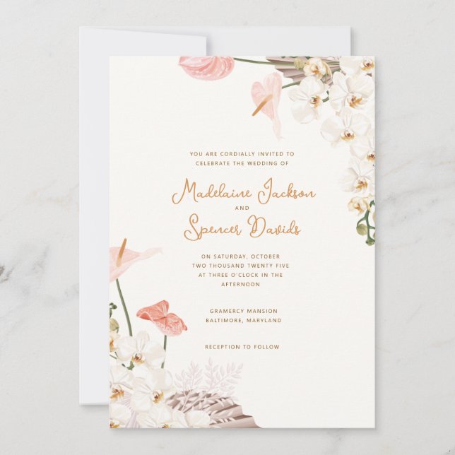 Rustic Floral Wedding Invitation (Front)