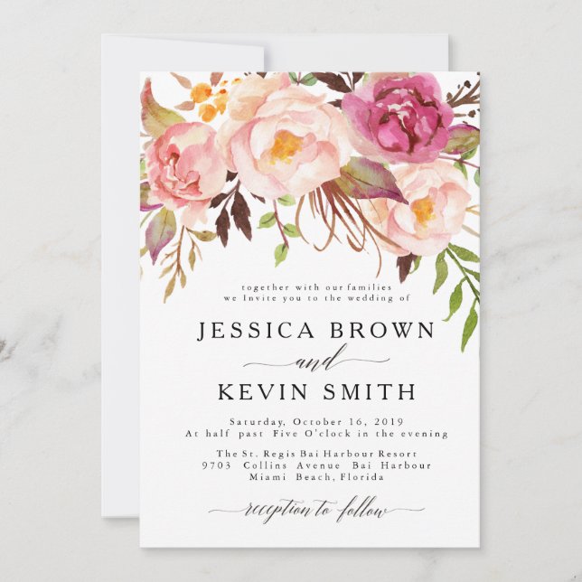 Rustic Floral Wedding Invitation-06 Invitation (Front)