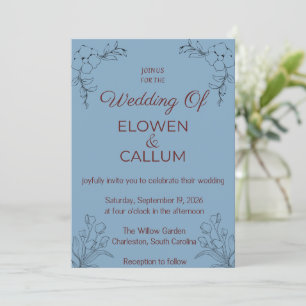 Rustic Floral Wedding Invitation - Elegant Botanic