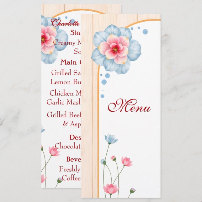 Rustic Floral Wedding Menu (Front/Back)