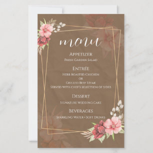 Rustic Floral Wedding Menu Card