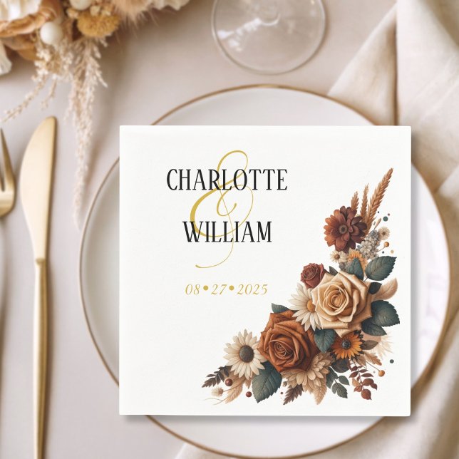 Rustic Floral Wedding Napkin (Rustic Floral Wedding Napkins)