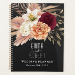 Rustic Floral Wedding Planner<br><div class="desc">Rustic,  boho,  elegant moody romantic black,  burgundy and terracotta wedding planner book with adorable watercolor flowers and pampas grass.</div>