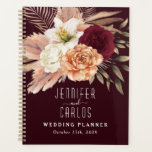 Rustic Floral Wedding Planner<br><div class="desc">Rustic,  boho,  elegant moody romantic burgundy and terracotta wedding planner book with adorable watercolor flowers and pampas grass.</div>