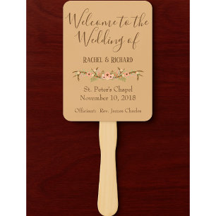Rustic Floral Wedding Program Hand Fan