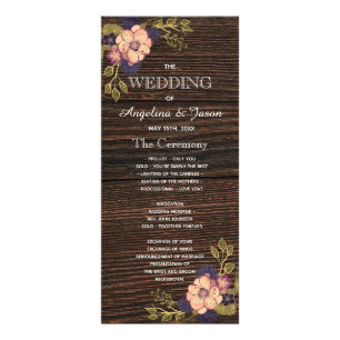 Rustic Floral Wedding Program Rack Card