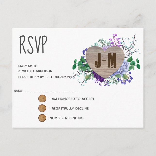 Rustic Floral Wedding RSVP Card (Front)