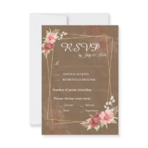 Rustic Floral Wedding RSVP Card